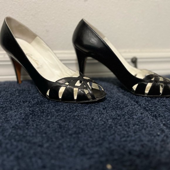 Garolini black open toed pumps - Picture 2 of 5